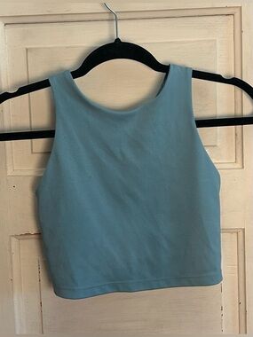 Cropped Athletic Tank Top in Light Blue